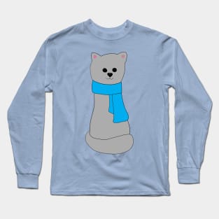 Cat in Blue Scarf Long Sleeve T-Shirt